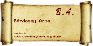 Bárdossy Anna névjegykártya