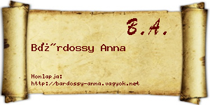 Bárdossy Anna névjegykártya