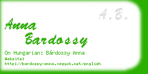 anna bardossy business card